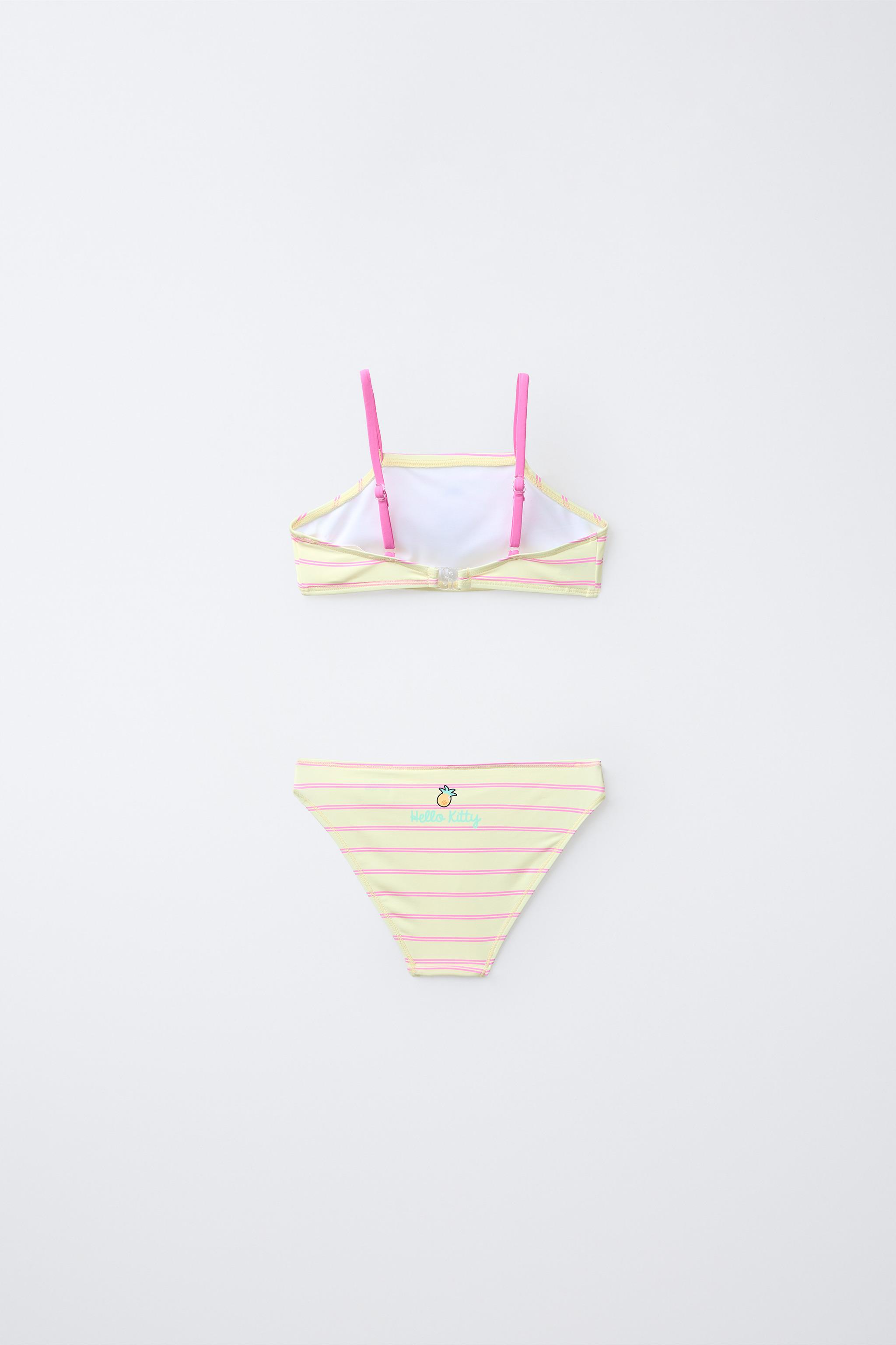 6-14 ANS/ MAILLOT DE BAIN DEUX PIÈCES À RAYURES HELLO KITTY © SANRIO